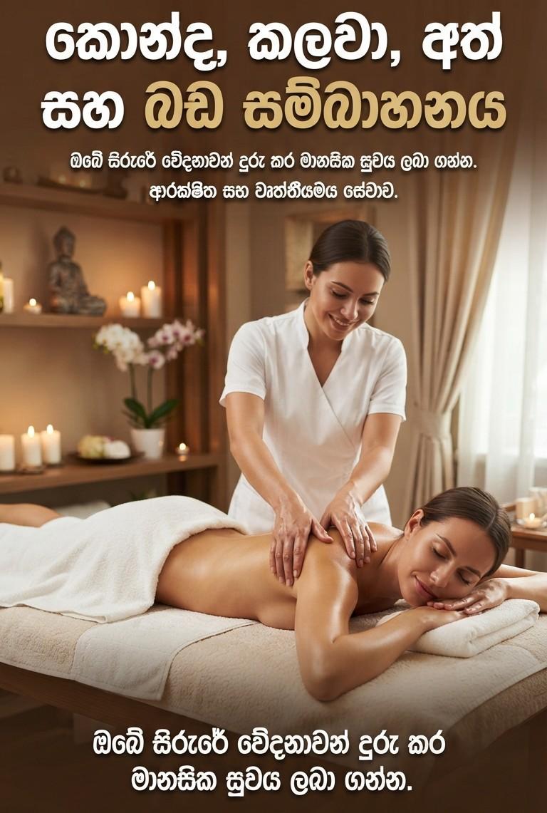 Image of කාන්තාවන් සදහා පමණයි. Boobs, කොන්ද, කලවා සහ බඩ සම්බාහනය කරගන්න හොදම කෙනෙක්